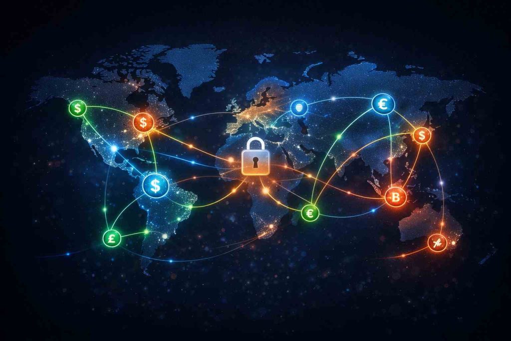 World map showing cross-border adult payment processing nodes