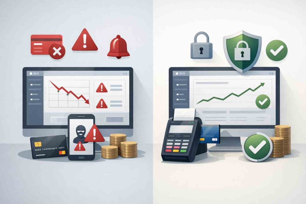 Infographic showing risks and secure payment solutions for adult merchants