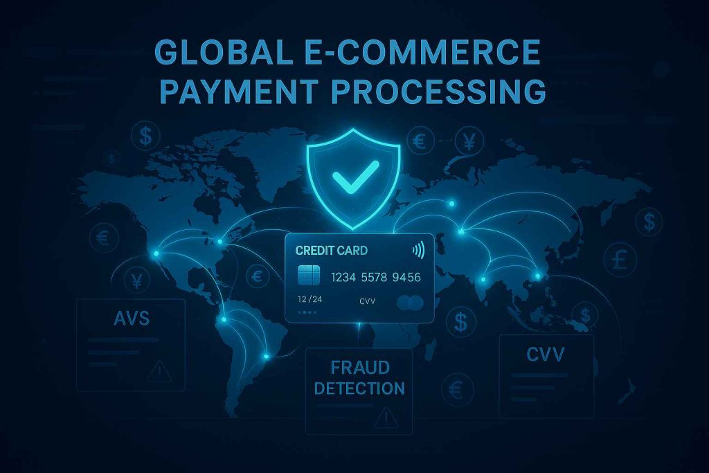 Diagram explaining how an e-commerce merchant account works in online payment processing