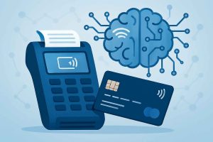 Concept illustration showing machine learning revolutionizing payment processing with AI-driven transaction analysis and fraud prevention