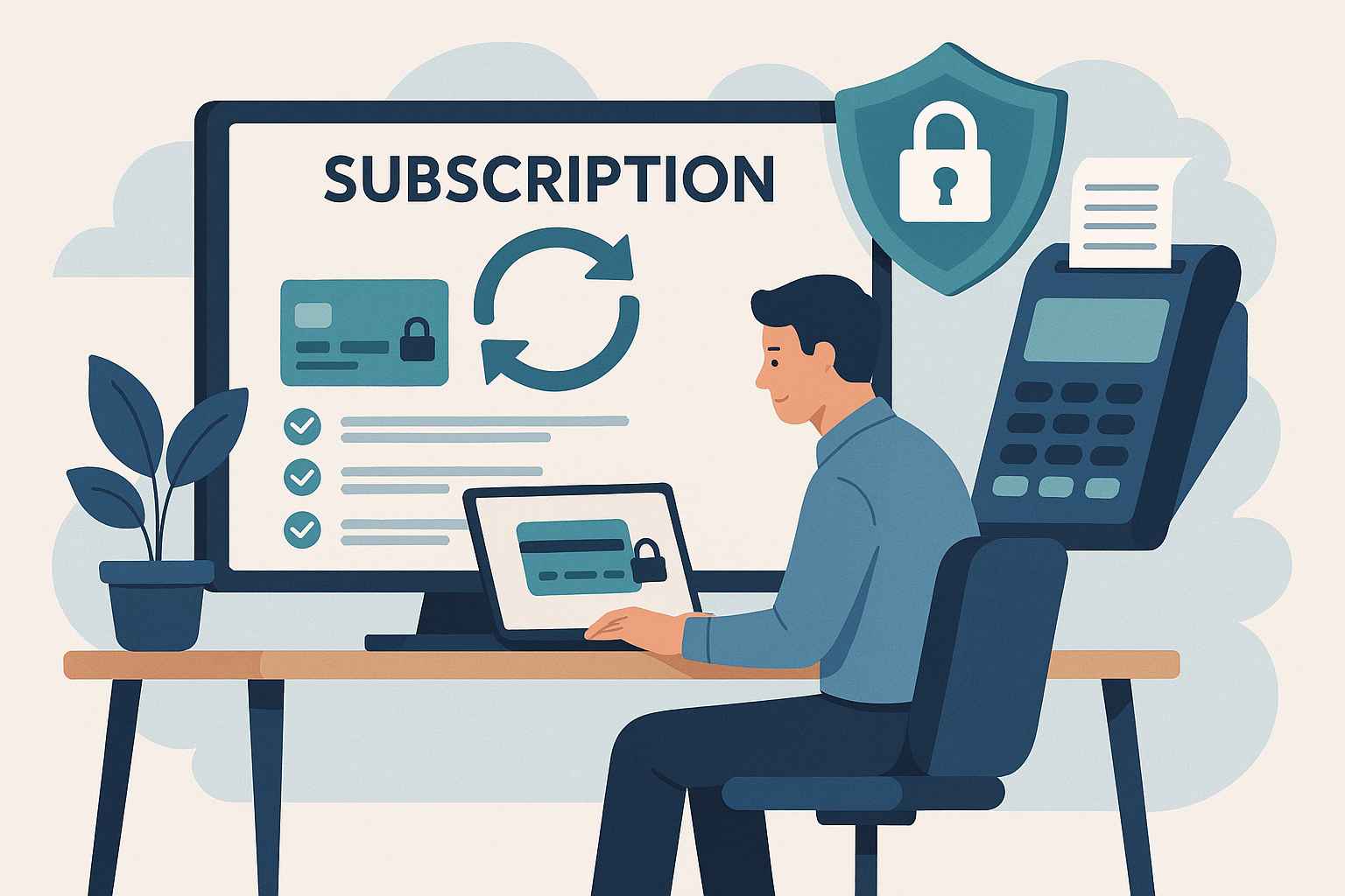 Subscription SaaS merchant account dashboard showing recurring billing and online payment processing solution